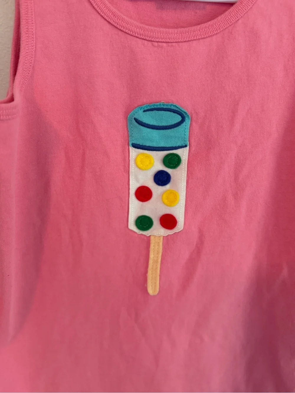 Hanna Andersson Pink Sleeveless Popsicle Appliqué Tank Top